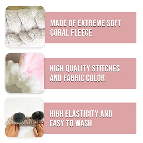 3 Pieces Spa Headband For Washing Face Microfiber Skincare Headbands For Women Makeup Skincare Headbands Face Wash Headband Headband For Skincare Face Wash Headbands For Women Pastel Pink Bunny Ears #TOP4