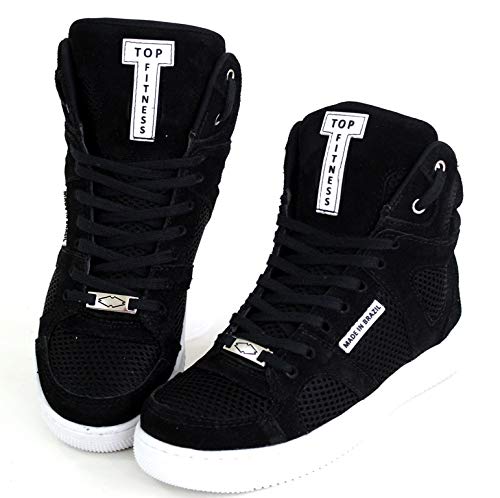 Tenis Botinhas Cano Alto Top Fitness Casual Academia Preto Tamanho:41