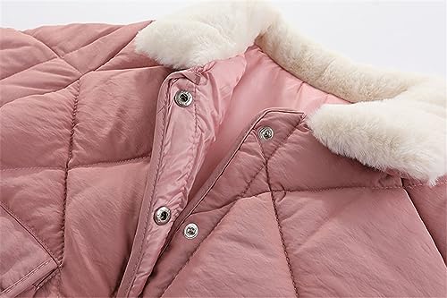 Little Girls Boys Fur Trim Winter Warm Button Pocket Down Jacket Coat Windproof Puffer Outerwear3