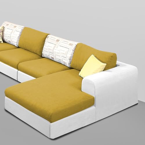 Image of Koza RHS 6 Seater L Shape Sofa Set for Living Room (Yellow Grey Fabric) Premium Fabric Sofa