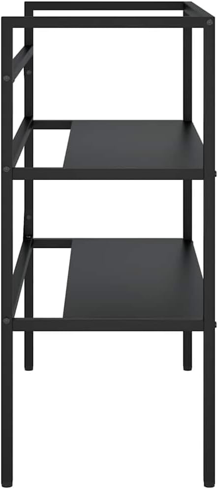 vidaXL Black Iron Bathroom Washbasin Frame - Weather- Powder-Coated Console Sink Stand, Easy-to-Clean, 31.1"x15"x32.7" Storage Furniture