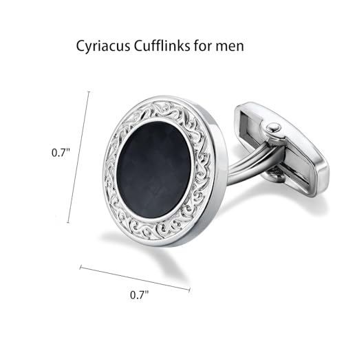 Mancuernillas negras clásicas circulares para hombre miniatura 3