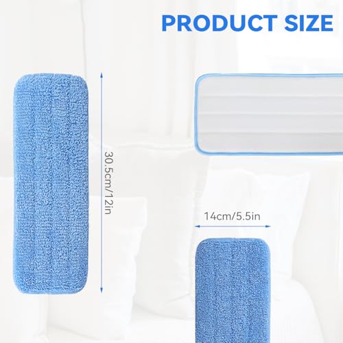 Image of 12 inch Microfiber Pad for Rubbermaid Commercial 12 Inch Mop Head - 8 Pack Replacement Wet & Dry Commercial Reusable Cleaning Mop Refills Fit for Any Microfiber Flat Mop System 12 inch
