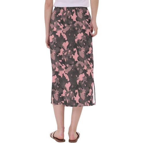 Women's Flowy Stretch Midi Skort Beach Midi Skirt with Slit3
