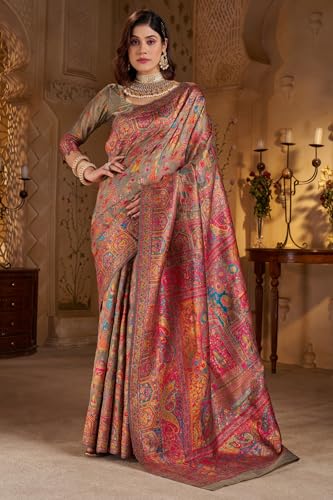 Image of SGF11 Women's Kanjivaram Pure Soft Silk Saree With Unstitched Blouse Piece