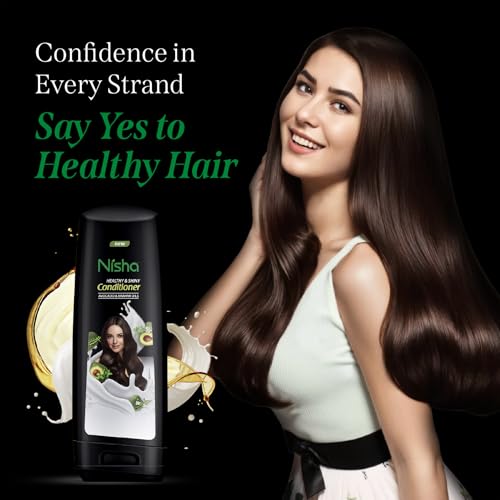 Image of Nisha Shampoo & Conditioner Combo, 180ml Each | Avocado & Brahmi Oil Formula for Straight, Healthy, Shiny & Frizz-Free Hair | For Men & Women