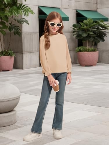 Image of Haloumoning Girls Long Sleeve Shirts Chiffon Blouses 5-14 Years