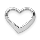 14k White Gold Open Heart Pendant with Polished Finish, Romantic Jewelry Charm for Women