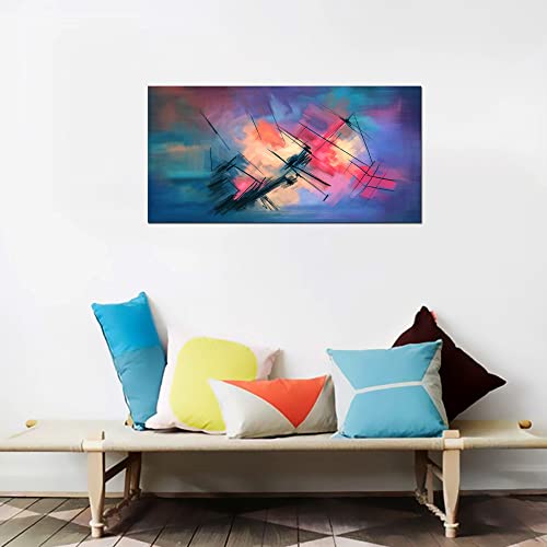 Yyyyhpp Yp0650 Canvas Wall Art Colorful Abstract Acrylic Painting Wall Art Modern Art On Blue Background Picture Painting For Living Room Bedroom And Office Home Kitchen #TOP3