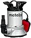 Metabo Flachsaugende Klarwasser-Tauchpumpe TPF 6600 SN – 0250660006 – 450 W – Wasserpumpe mit 5 m Eintauchtiefe – Inkl. Multiadapter