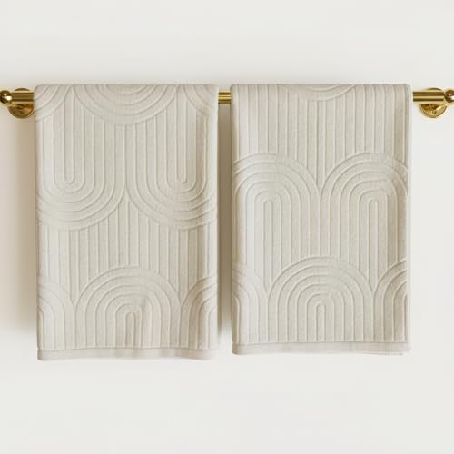 KIBAGA Decorative Hand Towels for Your Bathroom Or Kitchen Luxurious Set of 2 Soft Boho Cotton Towels are Absorbent Lightweight & Dry Quickly - Perfect to Elevate Any Bath Decoration at Home