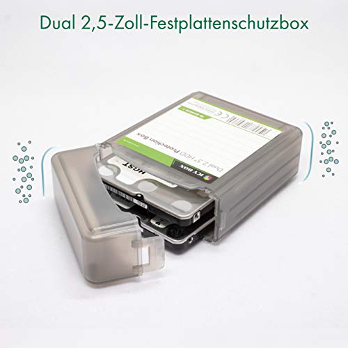 ICY BOX 3er Set Dual Festplatten Box für 2,5 Zoll HDD/SSD zum Schutz oder Aufbewahrung, stapelbar, Beschriftung, Hardcase Hülle, mehrfarbig, IB-AC6025-3 – Bild 3