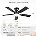 Mpayel Ceiling Fans with Lights and Remote, 46 Inch Flush Mount Low Profile Ceiling Fan with Light, Black Ceiling Fan for Bedroom Living Room, Quiet DC Motor, Reversible, Dimmable LED, Black