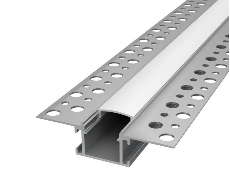 ALU Profil/Einbau Leiste Trockenbau EINPUTZ für Led Streifen + Abdeckung (Trockenbau 14-1m matte Abdeckung)
