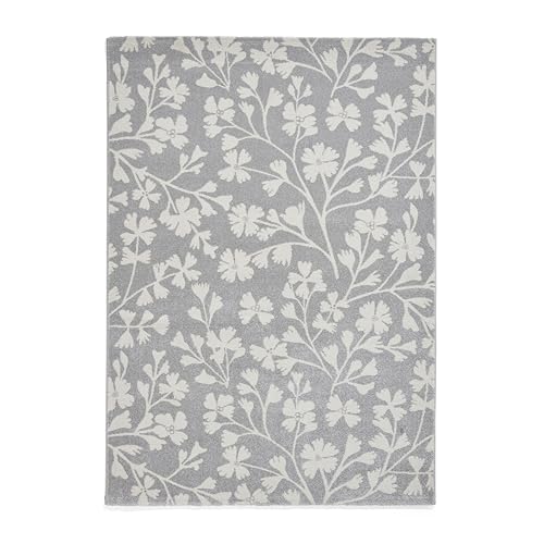 Image of Think Rugs Catherine Lansfield Grace Floral Rug, Grey