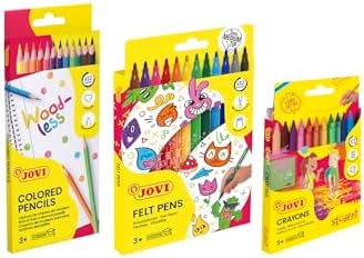 Jovi School Pack, 12 Coloured Pencils, 12 Washable Markers, 12 Wa...