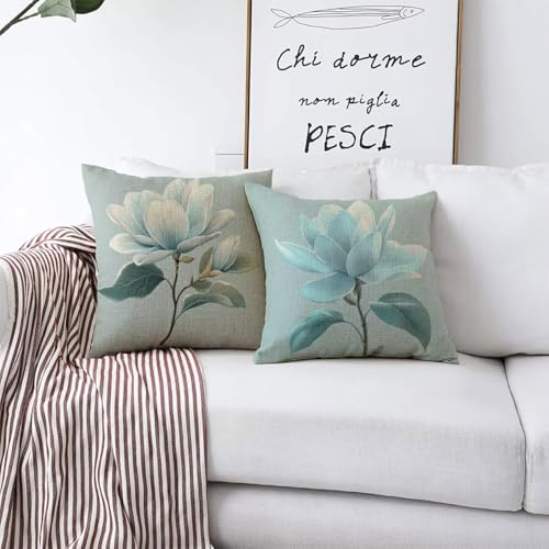Housses de coussin pour salon de jardin déco fleur bleue extérieure