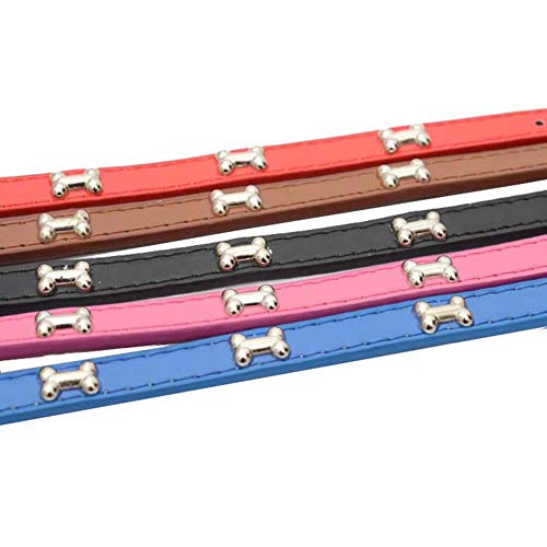 Collier de chien cuir véritable XS bleu résistant pour chien actif