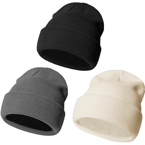 Urban Virgin Baby Girl Boy Beanies Fleece Lined Toddler Winter Hat Knit Girl Warm Beanies Kids Winter Hats 3packsBlack 3 Months-24 Months Cover