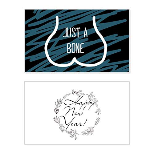 Tarjeta de felicitación Just Bone año nuevo con dibujo divertido en inglés color azul