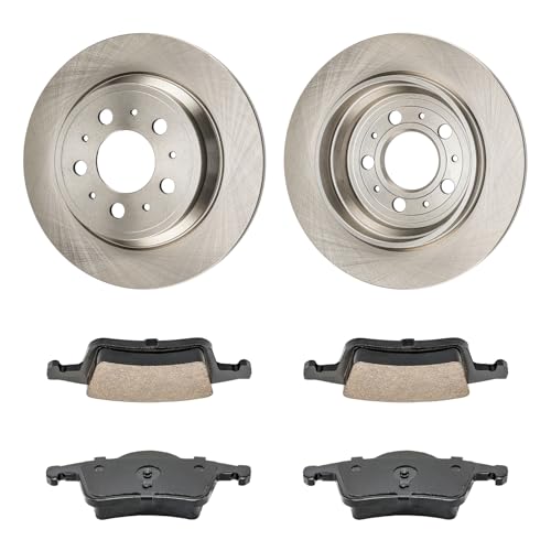 Image of KAX Rear Brake Kit, OE Brake Rotors and Ceramic Brake Pads | Fits Volvo S60 2001-2009, Volvo XC70 2003-2007, Volvo V70 2001-2007, Volvo S80 1999-2006, Automotive Replacement Brake Kit