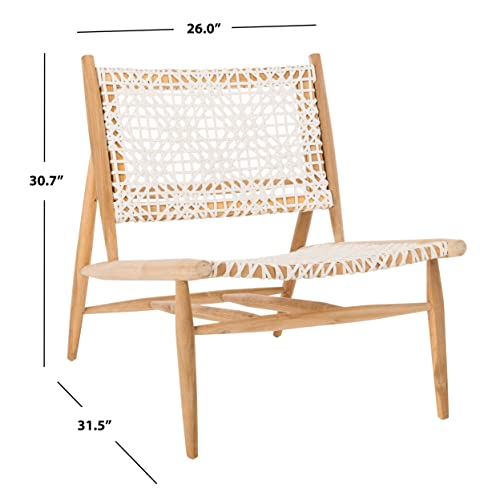 Safavieh Home Collection Bandelier Light Oak Teak Wood/ White Leather Weave Accent Chair (Fully Assembled) #TOP1