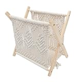 Panier à magazines – ce support robuste est fabriqué en bois et le filet est en corde de coton de qualité. tissé