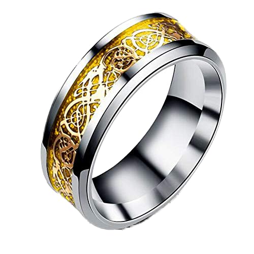 SHMAZ Adorno De Acero Titanio Acero Inoxidable Dragón Patrón Anillo Pareja Anillo De Hombre