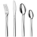 Hunnycook Set di posate, 24 pezzi, set di posate da 6 persone, in acciaio inox, con coltello, forchetta, cucchiaio, per feste/ristoranti/matrimoni, classico a righe, lavabile in lavastoviglie.
