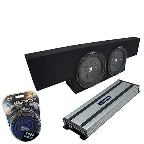 Harmony Audio Compatible with 01-06 Chevy Silverado Non-HD Crew Truck Kicker Bundle CompR CWR10 Dual 10