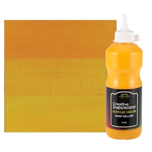 Creative Inspirations Acrylic Paint - Smooth, Rich, Creamy, Free-Flowing and Washable Paint, DEEP Yellow, 500 mL Bottle