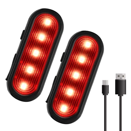 LED Blinklicht USB Aufladbar - 2er Sicherheit Licht Set für Kinder Schulranzen Nachtläufer Bergsteiger Hund Leuchtanhänger mit Clip - Dauerlicht und Blinklicht 3 Modes (Schwarz)