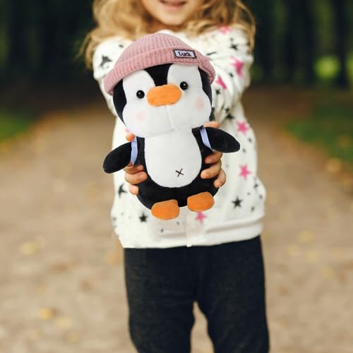 Wishstar Kuscheltier Pinguin Plüschtier für Kinder, Stofftier Schmusetier zum Kuscheln & Spielen, Plüschtier Pinguin Geschenk, Pudgy Penguins Plush Für Mädchen Jungen (Rosa 23cm)