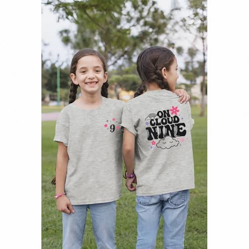 Image of On Cloud Nine Birthday Girl Shirt 9th Birthday Shirt Girl Flower Nineth Party T-Shirt Kids 9 Year Old Summer Tee Tops