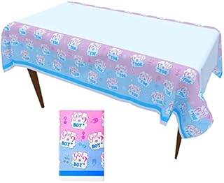 Gender Reveal Table Cloth | 130*220cm Pink Blue Boys Theme Tablecloth Rectangular Baby Gender Reveal Table Decorations | Disposable Table Cover for Baby Shower Birthday Anniversary