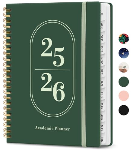 Planner 2025-2026, Academic Year Weekly and Monthly Calender Planner, July 2025 - June 2026, Spiral Bound School Planning Tool, Pefect for Teacher, Student, Woman & Men - A5 (6.3' x 8.5') - Dark Green