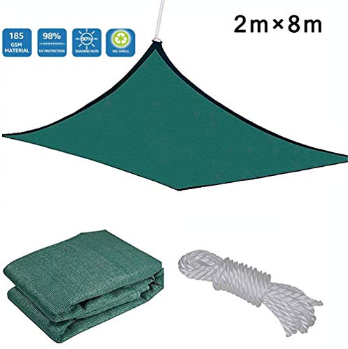 Mustbe Strong Rectángulo Parasol Toldo De Vela, 185G HDPE UV Bloque Parasol para El Patio Trasero Piscina Port Coche Al Aire Libre Patio De Césped De Jardín Actividades,2x8M