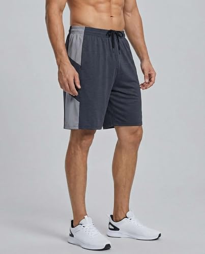 Image of Real Essentials Men's 5 Pack: 9 inch Dry-Fit Shorts - Athletic Gym, Workout, Basketball, Running, Casual Lounge Active Pockets