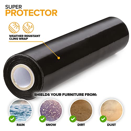 Modern Innovations 15 Inch Black Stretch Wrap Roll with Handles (2 Rolls-2000 Feet) Heavy Duty Shrink Wrap for Moving, Packing Supplies for Wrapping Furniture, Industrial Plastic Pallet Cling by Modern Innovations - Image 3