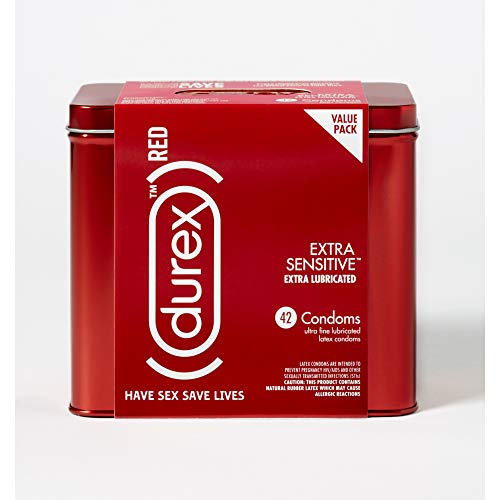 Condoms, Durex RED Extra Sensitive, Ultra Fine, Extra Lubricated Natural Rubber Latex Condoms
