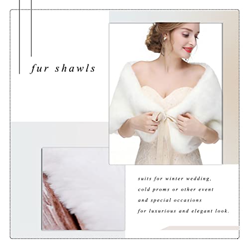 Women's Faux Fur Shawl Wraps Wedding Scarf Stole Cape for Bride and Bridesmaids4