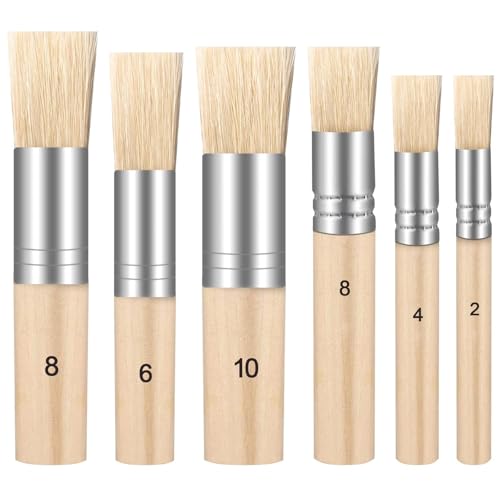 BLMHTWO Wooden Bristle Stencil Brushes Set (6 Pieces)