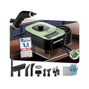 GZCHENHAO Dampfreiniger Handgerät mit 18-Teiligem Zubehör, 9s Turbo-Dampf mit 5 BAR Druck – 99,99% Reinigung & 100% Natürlich,Steam Cleaner für Boden, Küche, Bad, Fenster, Polster(Upgrade-grün)