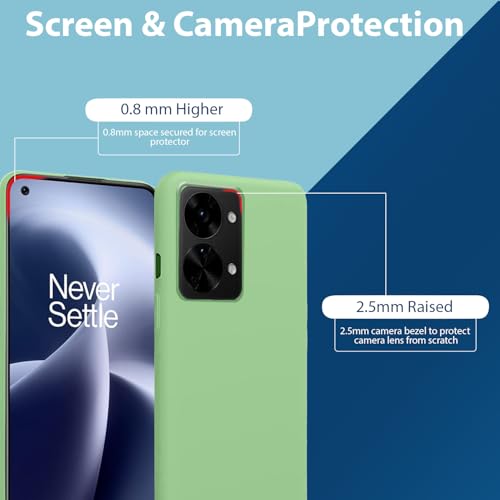 Image of LIRAMARK Liquid Silicone Soft Back Cover Case for OnePlus Nord 2T 5G / 1+Nord 2T 5G (Mint Green)