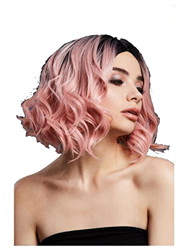 Perruque Fever Kourtney rose carré bouclé long 30cm costume Halloween femme