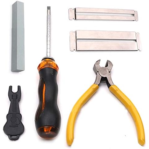 Elrido Guitar Care Kit Musicians Guitar Repairing Tool Kit Maitenance Tools with Screwdriver, Grinding stone, Fingerboard Protector, Wrench Hex Key, Guitar & Bass String Cutter (String tool) Cover