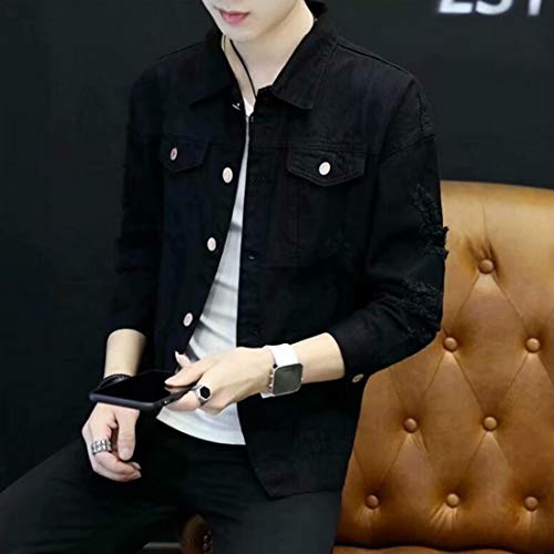 Colygamala Men's Motorcycle Vintage Ripped Denim Trucker Jean Jacket 5Color4