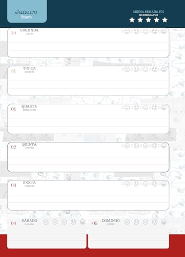 Jandaia - Agenda Planner Datada Capa Dura 160Pgs Mafalda 2025 Fundo Azul e Branca