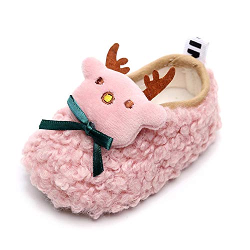 OutTop01 Infant Baby Christmas Doll Shoes Cute Sock Shoes Warm Fleece Non Slip Prewalker Floor Slipper for Boys Girls (Pink, 3-6Months)