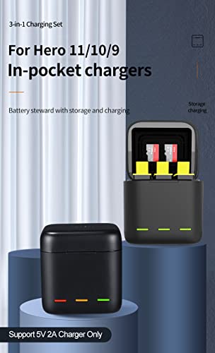 Image of TELESIN Battery for GoPro Hero 11 /10 /9 Camera with 1750mAh Rechargeable Battery | Camera Battery (1 X Charger & 2 X Battery)